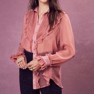 For Love & Lemons Vivi Pintuck Blouse Pink